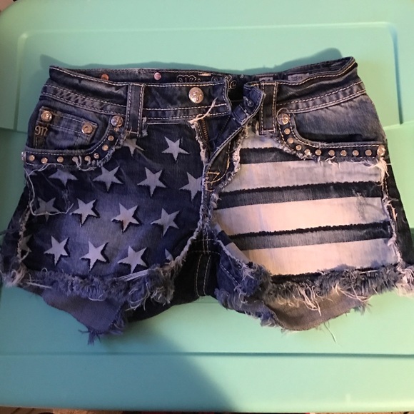 Miss Me Flag Jean Shorts, 26