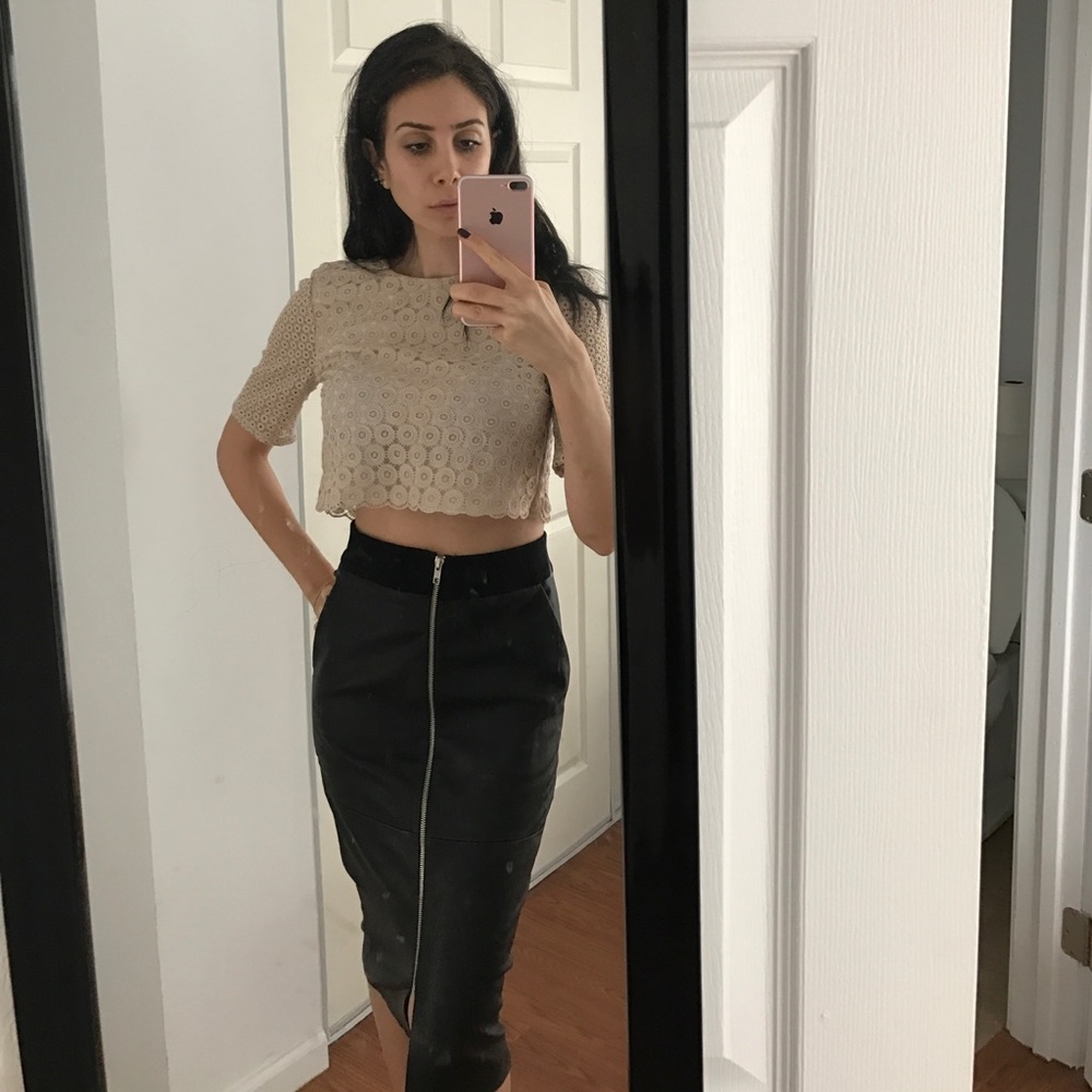 A.L.C. Silk with nude lace flower pattern