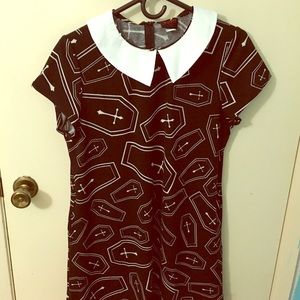 Black and white collared coffin dress