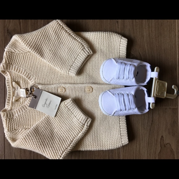 Baby cardigan and baby shoes