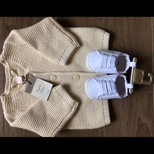 Baby cardigan and baby shoes