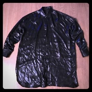 Zara 'Shiny Effect' Navy Oversized Shirt Dress