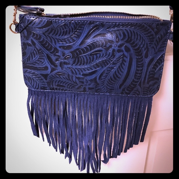 street level Handbags - NEW FREE PEOPLE street level tooled fringe bag