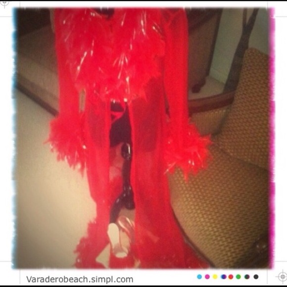 Red Feathered Sheet Robe S/M