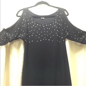 Black cold shoulder studded sweater medium
