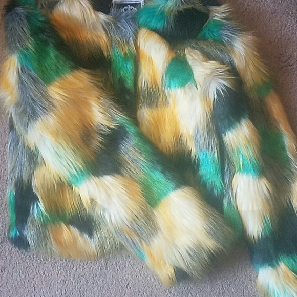 Faux fur multicolored coat