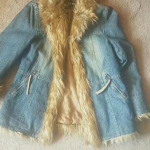 Vintage denin coat (faux fur)