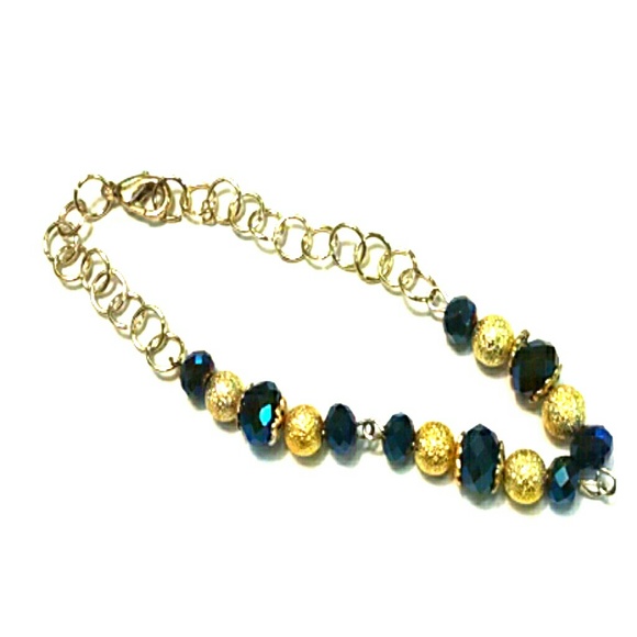 Blue Crystals with Gold Bracelet - Picture 1 of 3