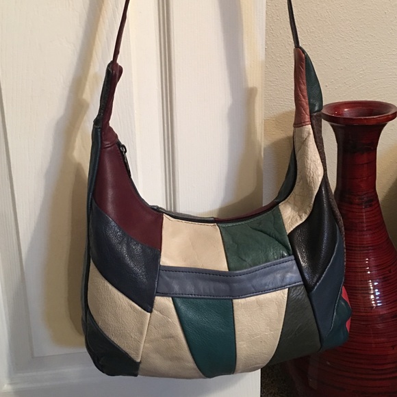 AMAZING vintage leather patchwork shoulder bag