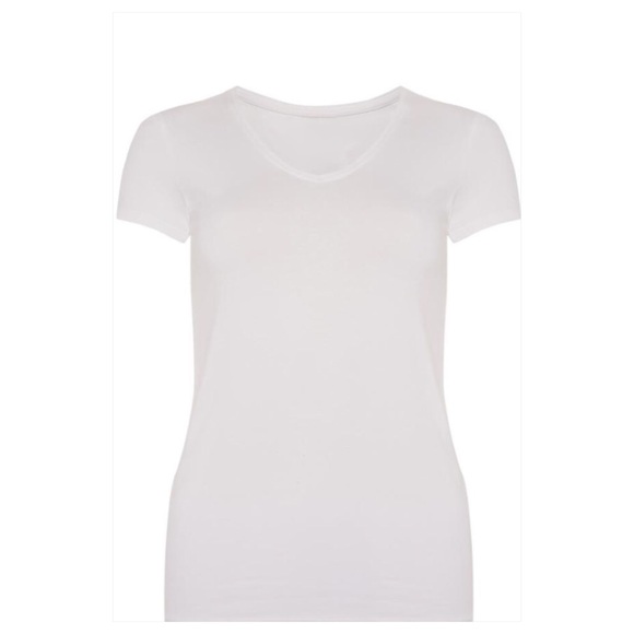 😍 NOW BOGO Free ! White Stretch V- Neck Tee - Picture 2 of 6