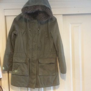 Warm, fur hooded coat from Banana Republic Outlet