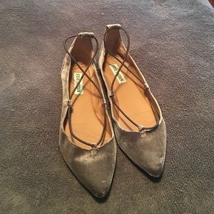 Steve Madden Bora Gray Velvet Elastic Ballet Flats