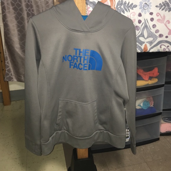 Grey and blue north face hoodie!