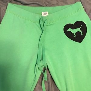 VS PINK Sweat pants. Bright Green. Size M