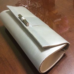 Silver Satin Clutch