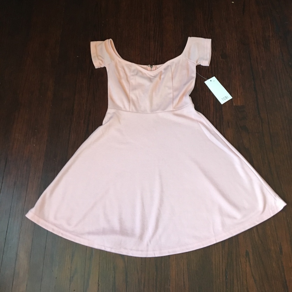Tobi off the shoulder skater dress.