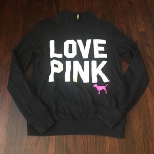PINK quarter zip sweatshirt.