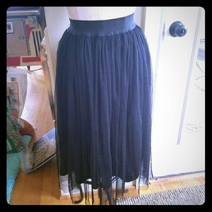 Long black tulle skirt