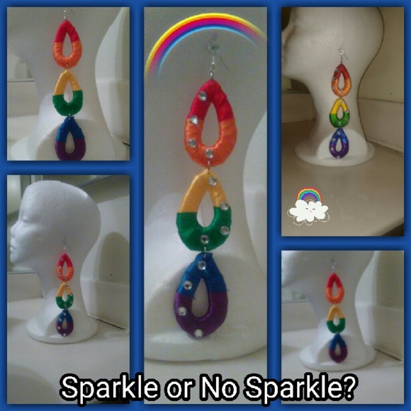 Rainbow Raindrop Dangle Earrings