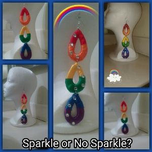 Rainbow Raindrop Dangle Earrings