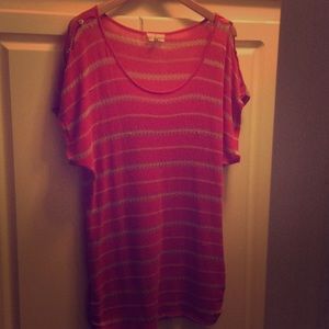 Tunic Top beige & coral XL