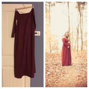 Small 34/36 maternity off shoulder maxi