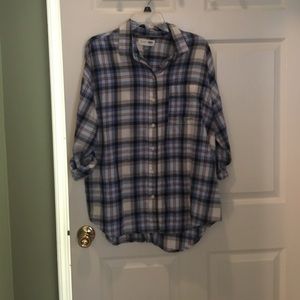 Flannel button down top