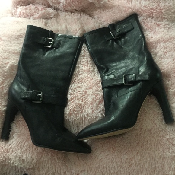 Black leather boots