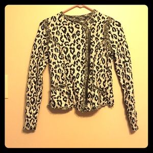 Warm zip up cardigan - leopard print
