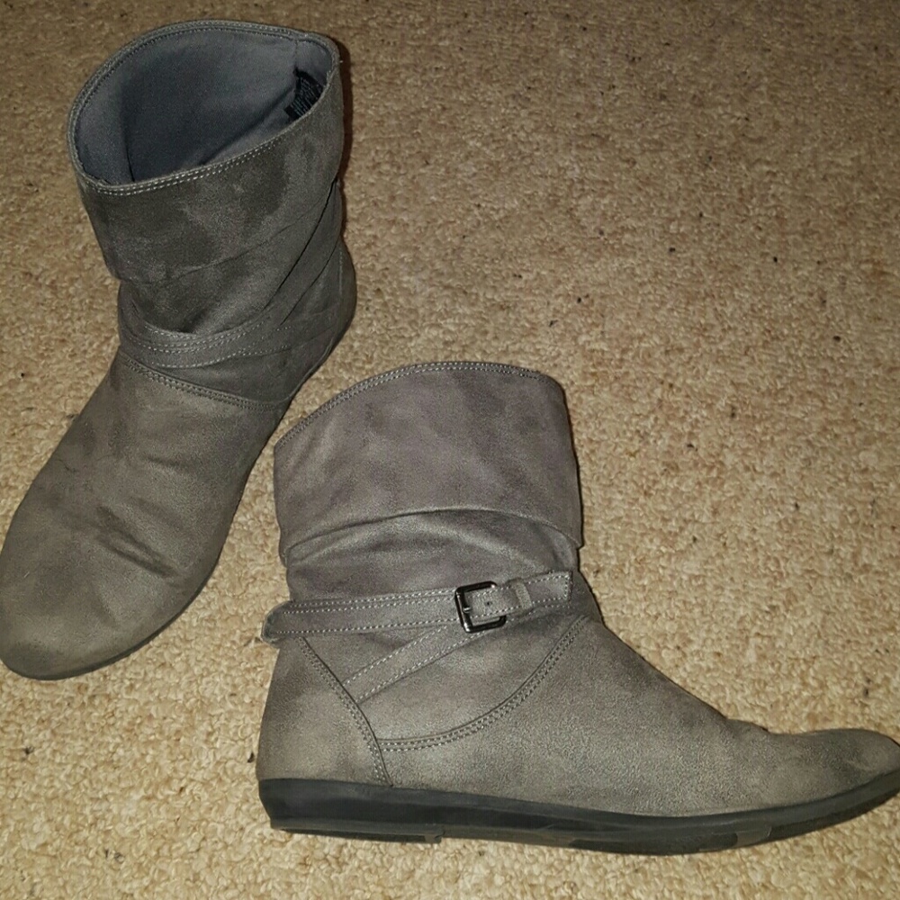Gray ankle boots
