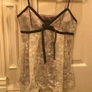 Robert Rodriguez lace camisole top w/ velvet trim