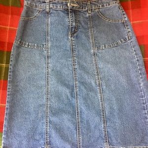 Light denim mid calf skirt