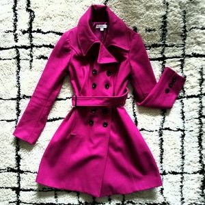 Fuschia wool-blend peacoat!