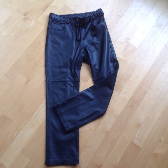 Black leather lined pants