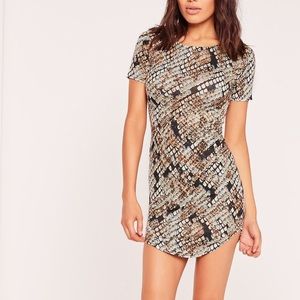 snake curve hem mini dress multi