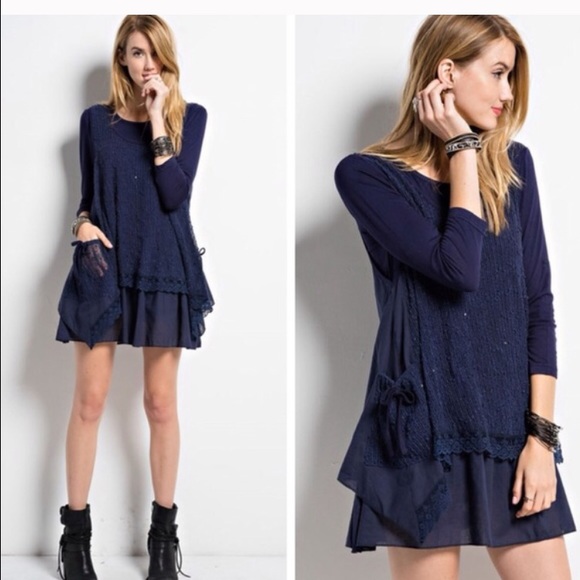 Sequin & Crochet "2 in 1" Dress w/Extender Dress M