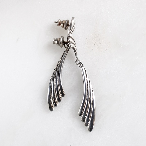 80s Vintage Sterling Silver Earrings - Picture 1 of 1