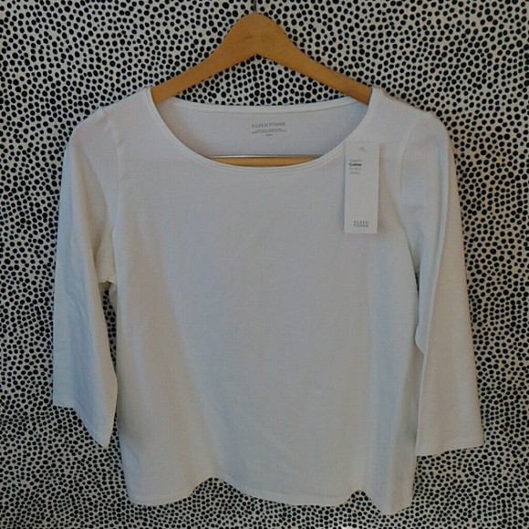 NWT Eileen Fisher white ballet neck top