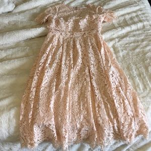 Pink blush lace midi dress