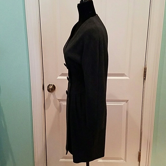 VINTAGE 80'S ANN TAYLOR GREY DOUBLE BREASTED BLAZER DRESS - Picture 3 of 4