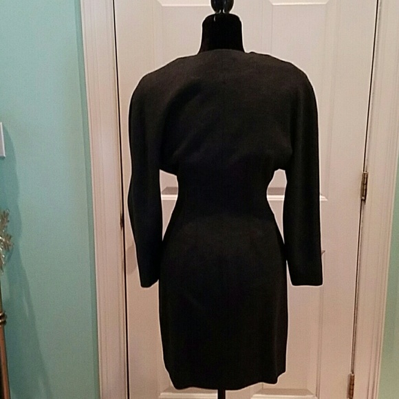 VINTAGE 80'S ANN TAYLOR GREY DOUBLE BREASTED BLAZER DRESS - Picture 4 of 4