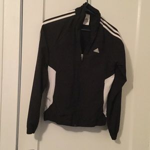 Black and white zip up adidas jacket