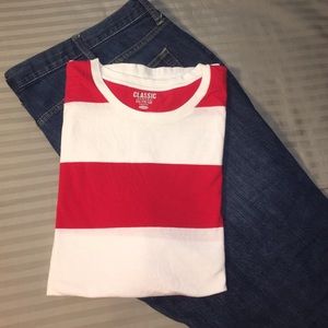 Red and white striped tshirt