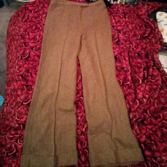 Lux wool wide leg pants - cheveron pattern