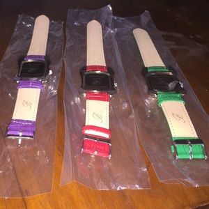 NWOB BURGI WATCHES. PURPLE , GREEN AND RED.