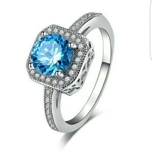 NEW LISTING! SS Faux Blue Topaz and Diamond