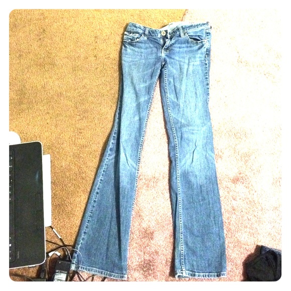 Bell bottom blue jeans