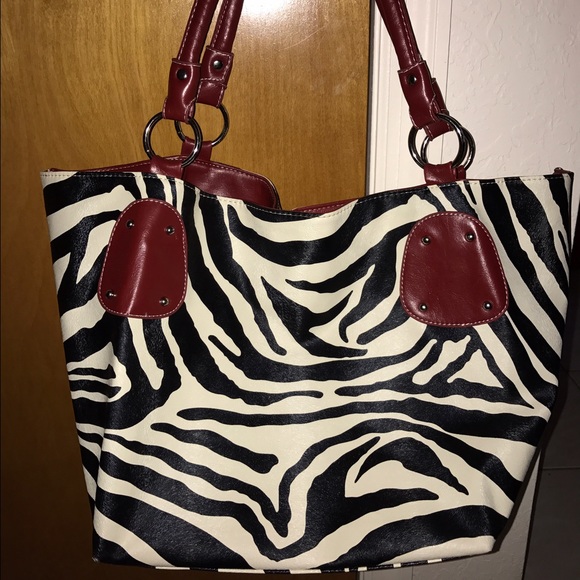 Zebra print purse tote shoulder bag