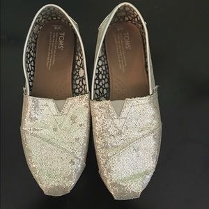 TOMS Silver Canvas Shoes