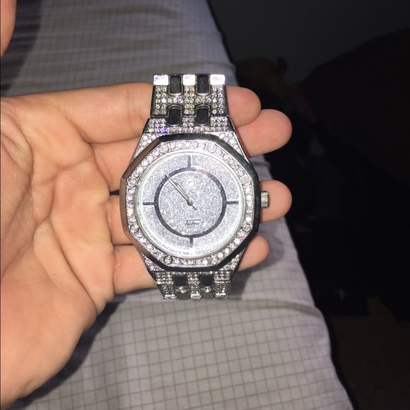 Silver crystal watch